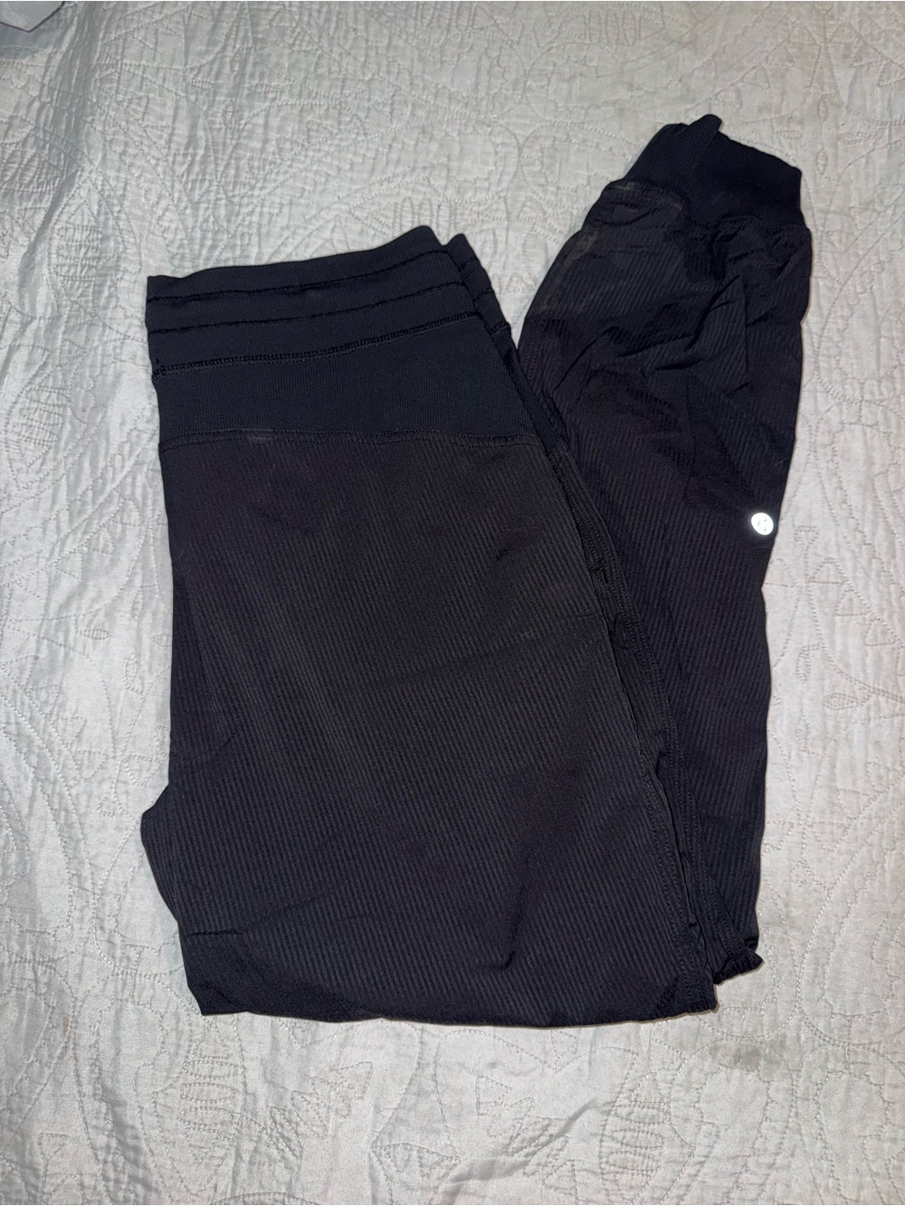 lululemon athletica Black Ribbed High-Waist Joggers